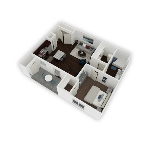 Floor plan for 1 bed, 1 bath, 772 sqft